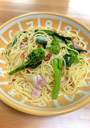 菜の花とベーコンのペペロンチーノ-レシピのメイン写真