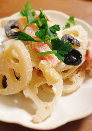 蓮根とクリームチーズのデリ風♡温サラダ-レシピのメイン写真