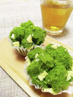 HM・もちもち抹茶ホワイトチョコ蒸しパン-レシピのメイン写真