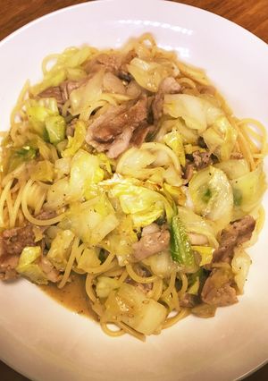 豚バラきゃべつの胡麻ピーナツパスタ-レシピのメイン写真