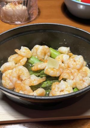 ストウブで簡単アスパラエビ煮-レシピのメイン写真