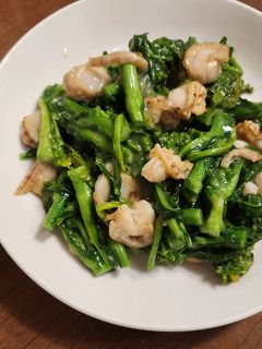 菜の花とベビーほたての炒め物-レシピのメイン写真