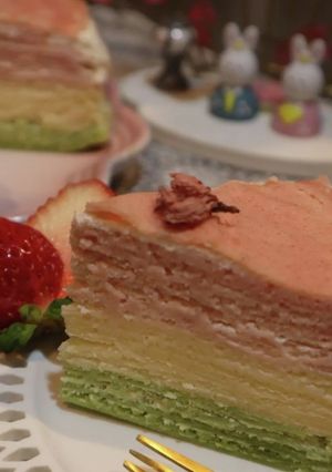 春色☆三色カラー☆ミルクレープ-レシピのメイン写真