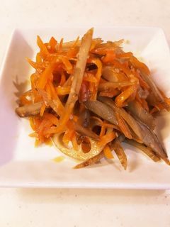 きんぴらごぼう蓮根入り-レシピのメイン写真