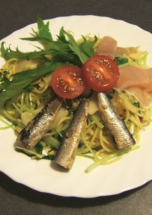 15分de生ハムと水菜のペペロンチーノ♪-レシピのメイン写真
