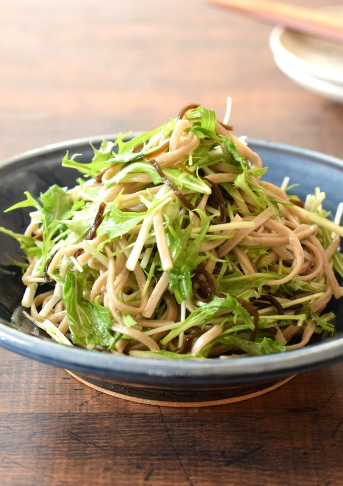 水菜と塩昆布の和えそば-レシピのメイン写真