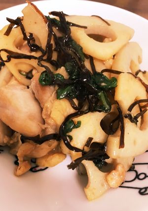 鶏と蓮根の麺つゆ大葉バター-レシピのメイン写真
