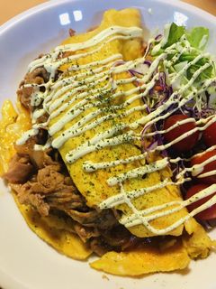 ポークチャップ・オムレツのとん平焼き風-レシピのメイン写真