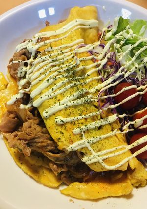 ポークチャップ・オムレツのとん平焼き風-レシピのメイン写真