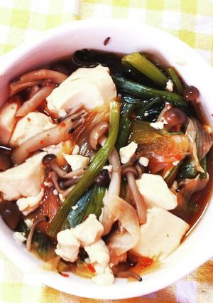 栄養満点！ほうれん草と豆腐のピリ辛煮❀-レシピのメイン写真