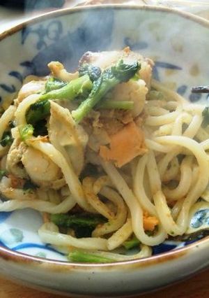 菜の花とホタテ　春の焼きうどん-レシピのメイン写真