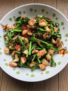 簡単、菜花油揚げ桜エビ炒め。-レシピのメイン写真