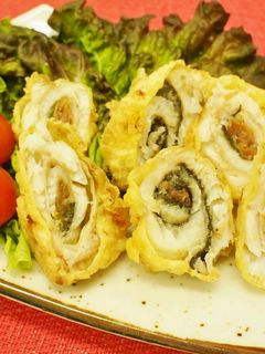 マガレイのしそと梅巻き天ぷら-レシピのメイン写真