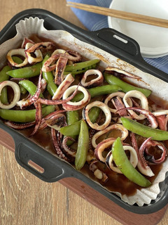 いかとスナップ豌豆のオイスターソース炒め-レシピのメイン写真