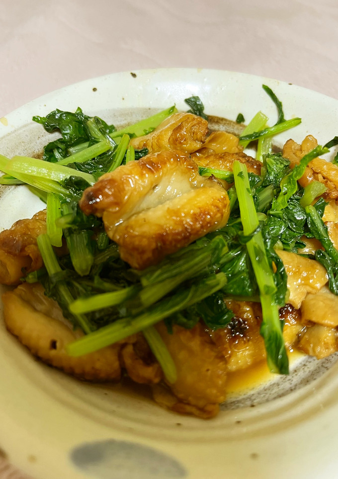 【超時短！】大根の葉と焼き鳥（皮）炒め-レシピのメイン写真