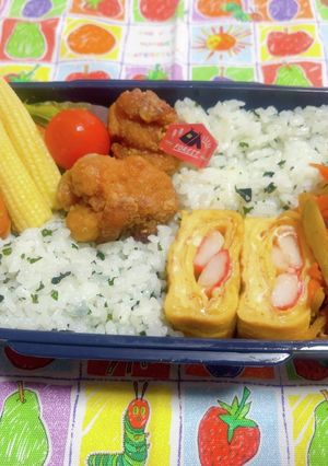 時短お弁当盛り付け記録　わかめご飯-レシピのメイン写真
