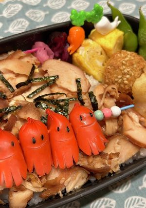 仲良く並んで★串刺し赤ウインナー人-レシピのメイン写真
