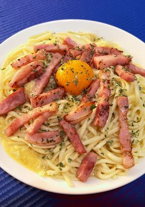 でれえ簡単カルボうどんで鼻と胃を喜ばす-レシピのメイン写真