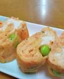 枝豆とアミエビ(桜エビ)の春色卵焼き