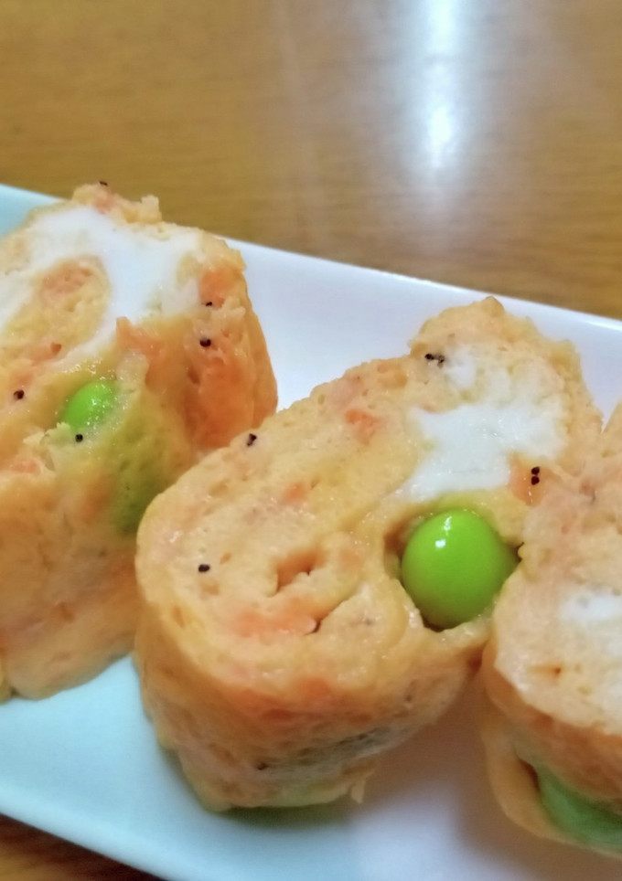 枝豆とアミエビ(桜エビ)の春色卵焼き-レシピのメイン写真