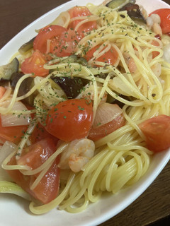 トマトとナスと小エビのパスタ-レシピのメイン写真