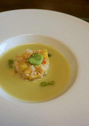 ソラマメのポタージュと春野菜のリゾット-レシピのメイン写真
