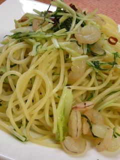 水菜とえびのペペロンチーノ-レシピのメイン写真