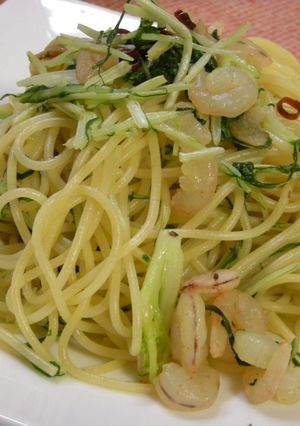 水菜とえびのペペロンチーノ-レシピのメイン写真