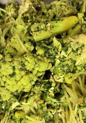 カリフラワーとささみと春菊のスパゲッティ-レシピのメイン写真