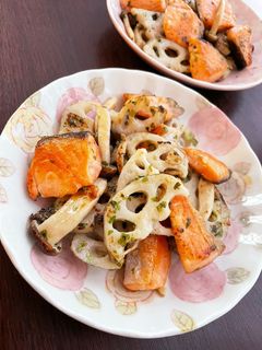 鮭と蓮根の麺つゆマヨ焼き-レシピのメイン写真