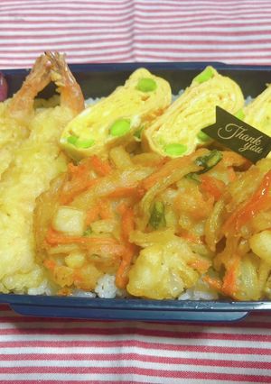 時短お弁当盛り付け記録　天丼弁当-レシピのメイン写真