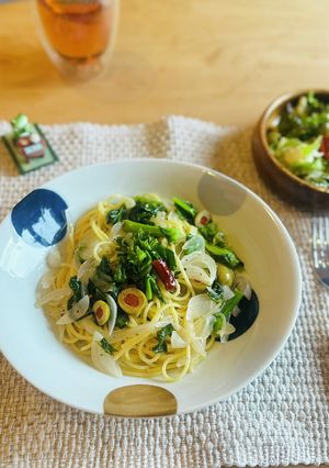 新タマと菜の花で春のペペロンチーノ♪-レシピのメイン写真