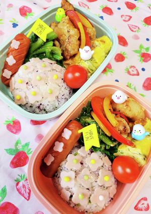 春弁当☆お祝いの季節だね☆お花弁当☆-レシピのメイン写真