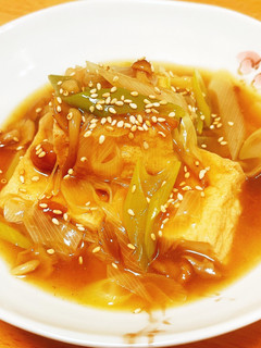ねぎとなめこの厚揚げだし豆腐-レシピのメイン写真