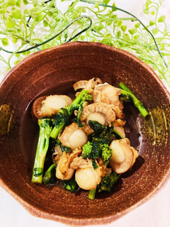 ベビーホタテと菜の花の照り焼き-レシピのメイン写真