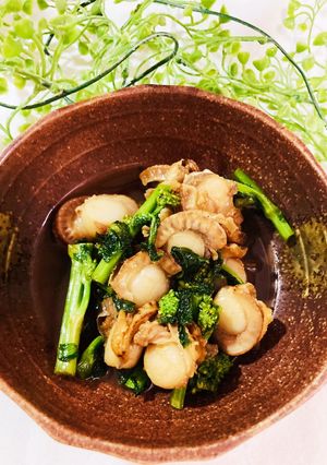 ベビーホタテと菜の花の照り焼き-レシピのメイン写真