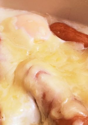 レンジで超速!ソーセージ卵チーズ→TKG-レシピのメイン写真