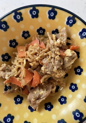 切り干し大根と豚コマ肉の卵とじ炒め-レシピのメイン写真