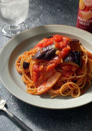 美味すぎる！なすとベーコンのトマトパスタ-レシピのメイン写真