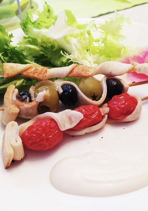 春色オリーブとトマトのパイ串焼き-レシピのメイン写真