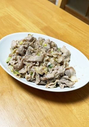 包丁不要！豚こまのねぎ塩麹炒め-レシピのメイン写真