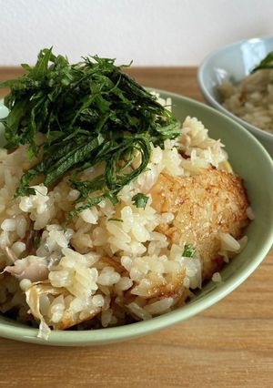新玉ねぎと焼き鯖の炊き込みごはん-レシピのメイン写真