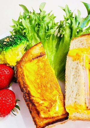 半熟卵とチーズの食パンモーニング-レシピのメイン写真