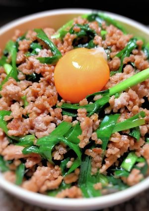 挽き肉とニラの簡単スタミナ丼-レシピのメイン写真