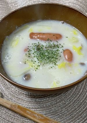 たっぷりきのこの塩出汁×豆乳スープ-レシピのメイン写真