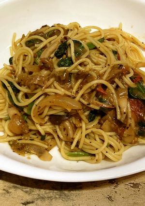 ほうれん草とポルチーニ茸のトマトパスタ-レシピのメイン写真