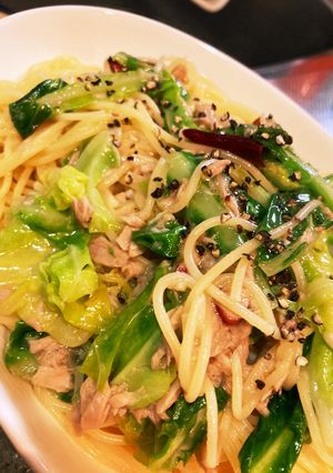 春キャベツとツナのペペロンチーノ-レシピのメイン写真