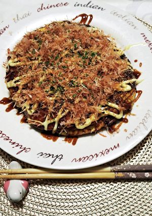 玉葱と米粉でお好み焼きo(^o^)o-レシピのメイン写真