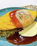 絶賛♡甘辛な春菊と豚肉のチーズオムライス