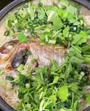 節約！春野菜セリたっぷりチダイの土鍋ご飯